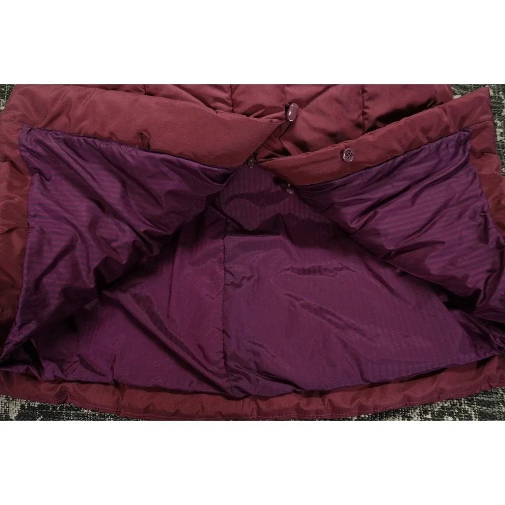 VTG Bibi‎ Bros Women's Maroon Quilted Puffer Long Coat Jacket Vintage Y2K Korea